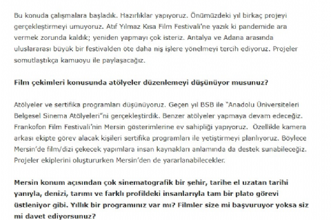 Hayallerini gerçekleştirmek için sinemacıları Mersin?e bekliyoruz! Cınedergi 13 Nisan 2024
