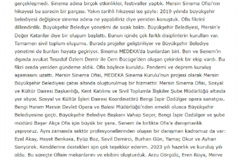Hayallerini gerçekleştirmek için sinemacıları Mersin?e bekliyoruz! Cınedergi 13 Nisan 2024