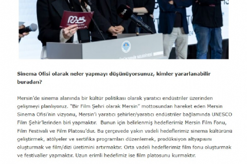 Hayallerini gerçekleştirmek için sinemacıları Mersin?e bekliyoruz! Cınedergi 13 Nisan 2024